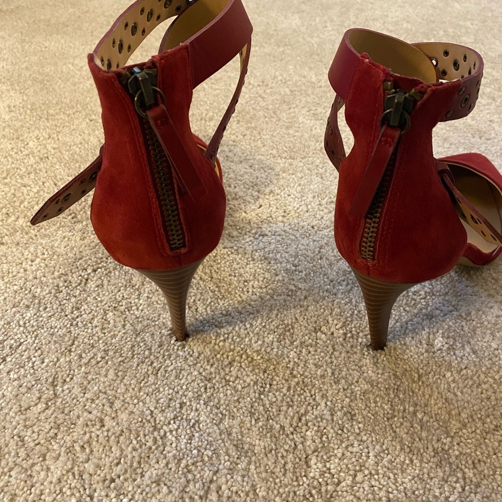 Joe’s Red Suede Stiletto Heels - Picture 3 of 6